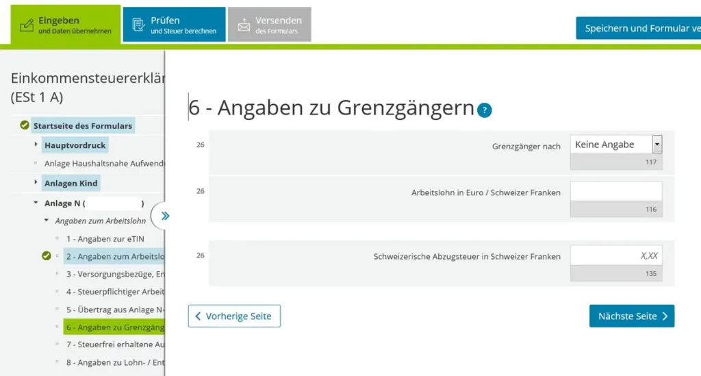 How to fill german declaration Anlage N
